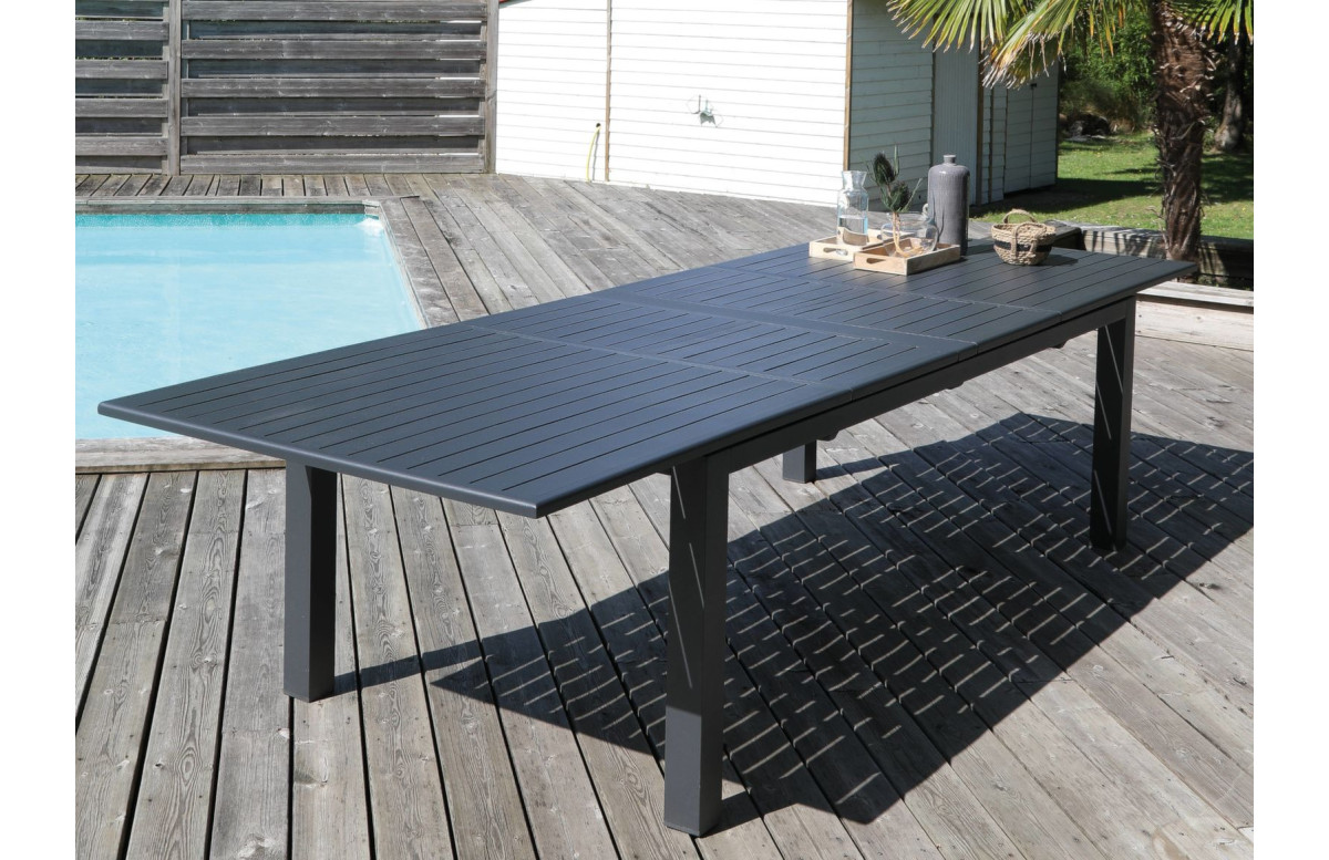 Table de jardin extensible en aluminium 8-10 personnes - GENES graphite - Alizé