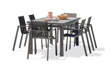 Ensemble table et chaises de jardin extensible en céramique alu pour 6 personnes DCB Garden VENISE