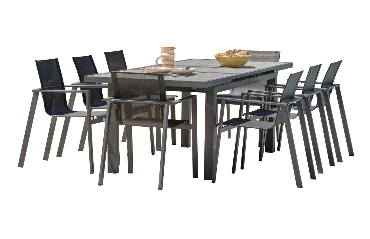 Ensemble table et chaises de jardin pliantes, aluminium, ensemble de salle  à manger de mobilier d'extérieur - Gris