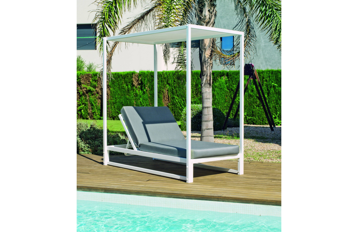 Lit de jardin TEXAS-100-SINCORTINAS HEVEA en aluminium et tissus dralon