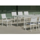 Ensemble table PALMA et fauteuils de jardin CORCEGA-3 8 personnes HEVEA en aluminium et textilène