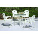 Ensemble table et fauteuils de jardin ALMERA 4 personnes HEVEA en acier et résine
