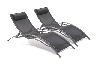 Lot de 2 bains de soleil design en aluminium & textilène 5 positions DCB Garden