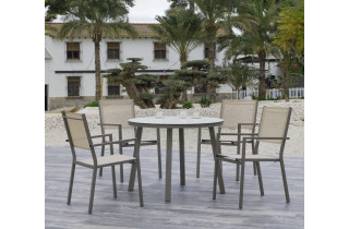 Ensemble table CALIFORNIA et fauteuils de jardin CORCEGA-3 4 personnes HEVEA en aluminium et HPL