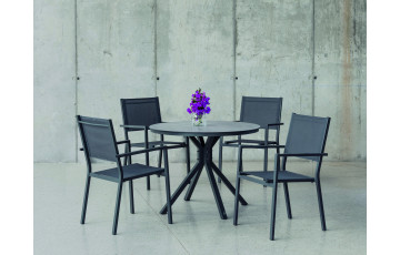 Ensemble table GIGLIO et fauteuils de jardin CORCEGA-3 4 personnes HEVEA en aluminium et HPL