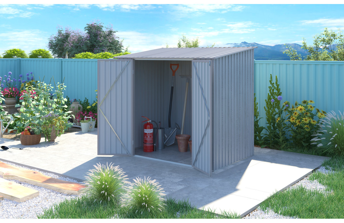 Abri de jardin Chalet-jardin Metal - Bois Vieilli 75 - 2,94M² - Gris