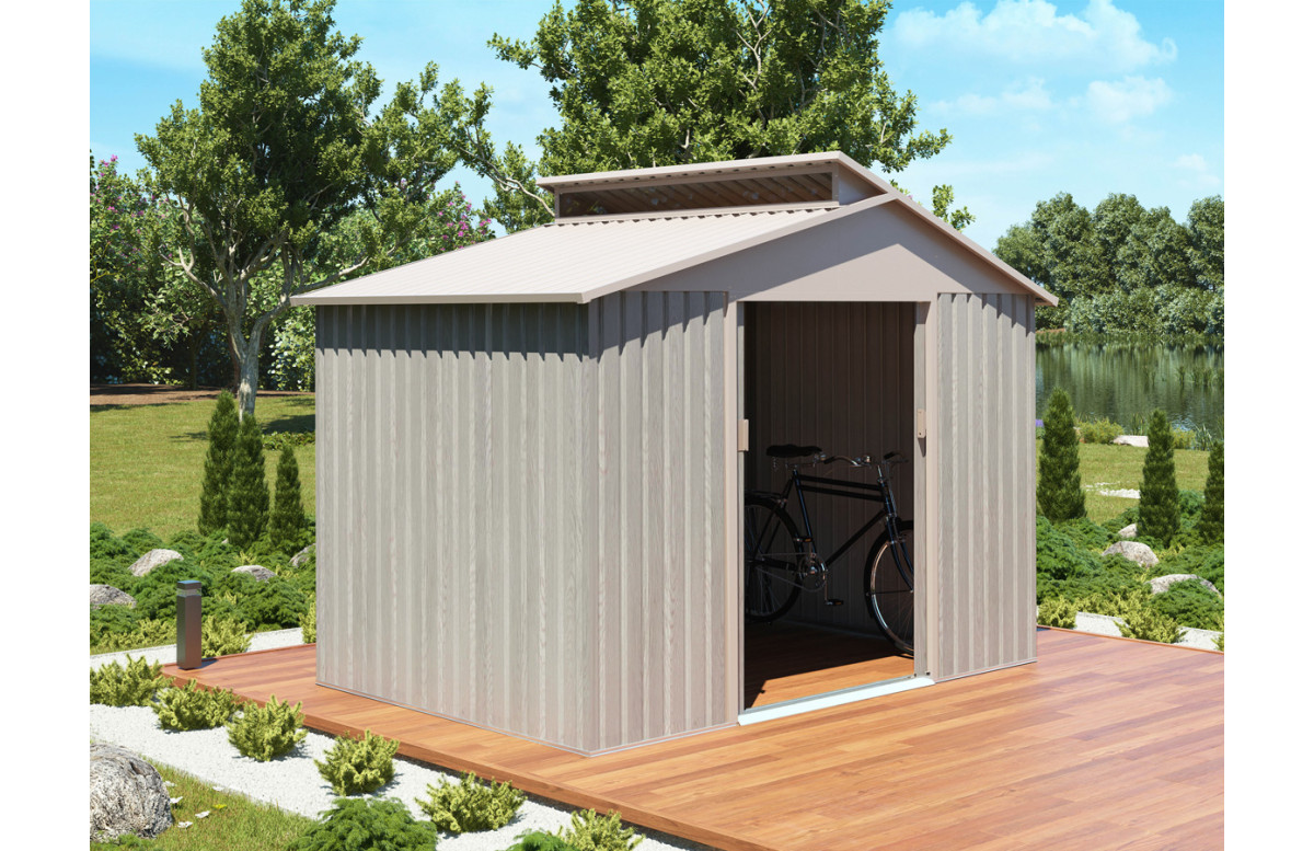 Abri de jardin Chalet-jardin Metal - Bois Vieilli 9363 - 4,83M² - Gris