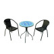 Ensemble table BERNA et fauteuils de jardin SANTANA 2 personnes HEVEA en acier et résine tressée