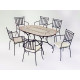 Ensemble table BORA et fauteuils de jardin SHIFA 6 personnes HEVEA en acier et Dralon