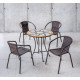 Ensemble table BORA et fauteuils de jardin BRASIL 4 personnes HEVEA en acier et résine tressée