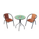 Ensemble table DORIAN et fauteuils de jardin VALENCIA 2 personnes HEVEA en acier et résine tressée