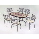 Ensemble table LAREDO et fauteuils de jardin SHIFA 6 personnes HEVEA en acier et Dralon