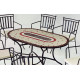 Ensemble table MALAYA et fauteuils de jardin SHIFA 6 personnes HEVEA en acier et Dralon