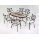 Ensemble table MALAYA et fauteuils de jardin SHIFA 6 personnes HEVEA en acier et Dralon
