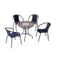 Ensemble table SORIA et fauteuils de jardin BRASIL 4 personnes HEVEA en acier et résine tressée