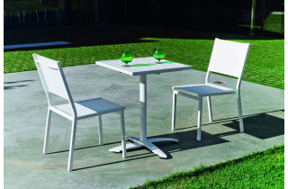 Ensemble table BOSTON et fauteuils de jardin SION-2 80cm HEVEA en acier et textilène