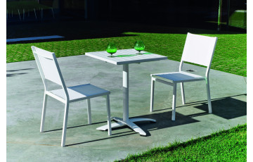 Ensemble table BOSTON et fauteuils de jardin SION-2 80cm HEVEA en acier et textilène