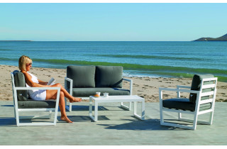 Salon de jardin ALPINE 4 personnes HEVEA en aluminium et Dralon