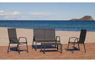 Salon de jardin AVALON 4 personnes HEVEA en aluminium et textilène