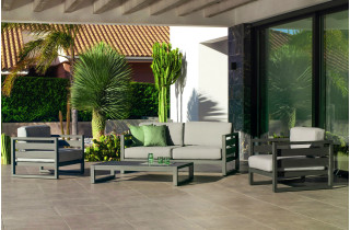 Salon de jardin COSMOS 4 personnes HEVEA en aluminium et Dralon