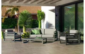 Salon de jardin COSMOS 4 personnes HEVEA en aluminium et Dralon