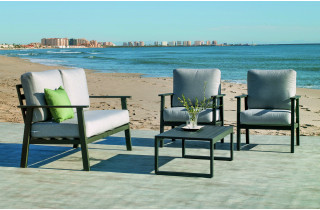 Salon de jardin ELIOT 4 personnes HEVEA en aluminium et Dralon