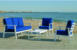 Salon de jardin ELIOT 5 personnes HEVEA en aluminium et Dralon