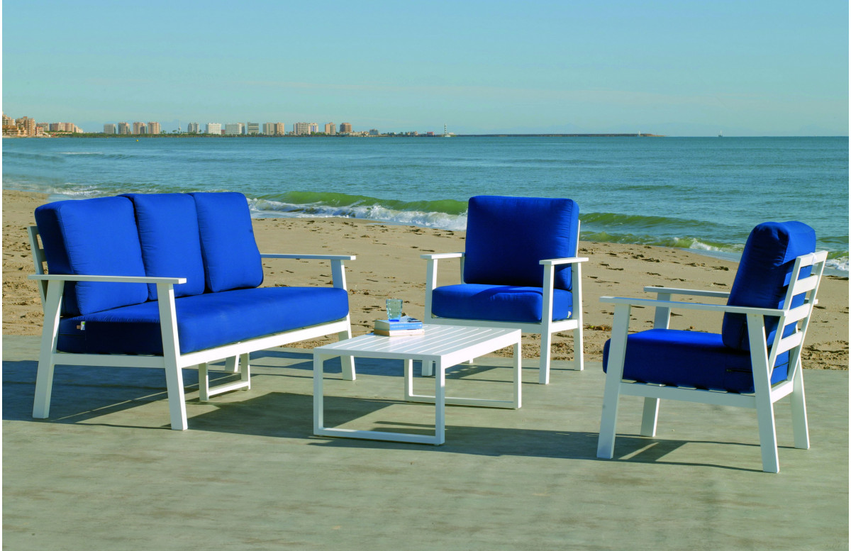 Salon de jardin ELIOT 5 personnes HEVEA en aluminium et Dralon