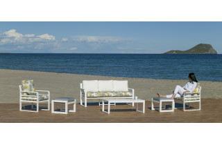 Salon de jardin PIAVE 5 personnes HEVEA en aluminium et Dralon