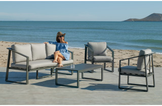 Salon de jardin SADEM 5 personnes HEVEA en aluminium et Dralon
