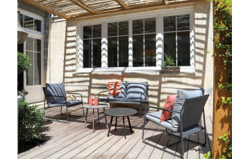 Salon de jardin design bas Bali Alizé 4 personnes en acier