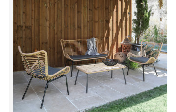 Salon de jardin design bas Cebu Alizé 4 personnes en acier
