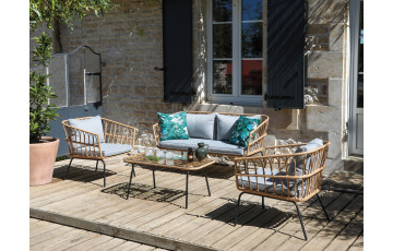 Salon de jardin design bas Davao Alizé 4 personnes en acier
