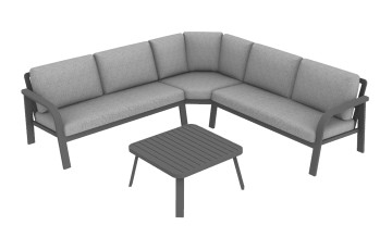 Salon de jardin d'angle bas Grasse angle Alizé 5 personnes en aluminium