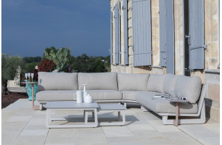 Salon de jardin d'angle bas Leather Océo 6/7 personnes en aluminium