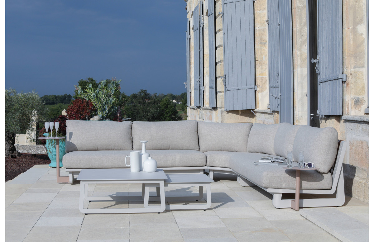 Salon de jardin d'angle bas Leather Océo 6/7 personnes en aluminium