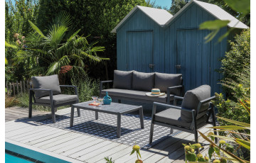 Salon de jardin design bas Oceane II ProLoisirs 5 personnes en aluminium