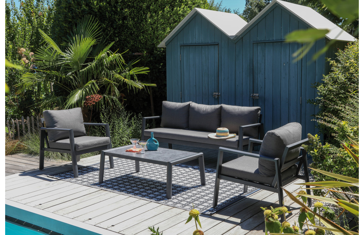 Salon de jardin design bas Oceane II ProLoisirs 5 personnes en aluminium