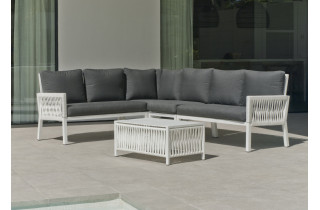 Salon de jardin HAVANA 6 personnes HEVEA en aluminium et corde