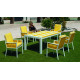 Ensemble table et fauteuils LUARCA 6 personnes HEVEA en aluminium et Dralon