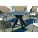 Ensemble table VALONIA et fauteuils TULIP 6 personnes HEVEA en aluminium et corde