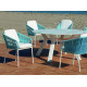 Ensemble table VENETO et fauteuils TULIP 6 personnes HEVEA en aluminium et corde