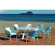 Ensemble table VENETO et fauteuils TULIP 6 personnes HEVEA en aluminium et corde