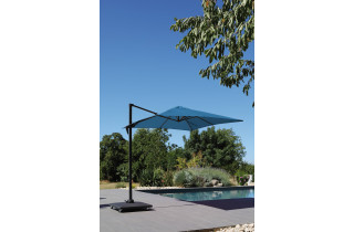 Parasol de jardin carré déporté inclinable 250X250 en aluminium et polyester - Alizé