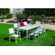 Table extensible salon de jardin SINGAPUR 150/215x90 HEVEA en aluminium