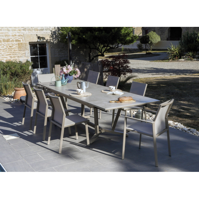 Table de jardin extensible en aluminium et céramique 8-12