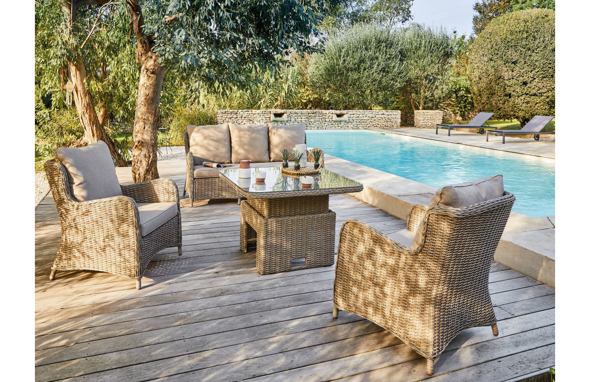 Salon de jardin design bas Lila ProLoisirs 4/5 personnes en aluminium