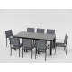 Ensemble table extensible Hanae et fauteuils de jardin Navagio en aluminium et verre anthracite 8 personnes - Essenciel Green