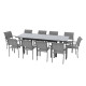 Ensemble table extensible en verre Fidji et fauteuils de jardin Lavezzi en aluminium anthracite 10 personnes - Essenciel Green