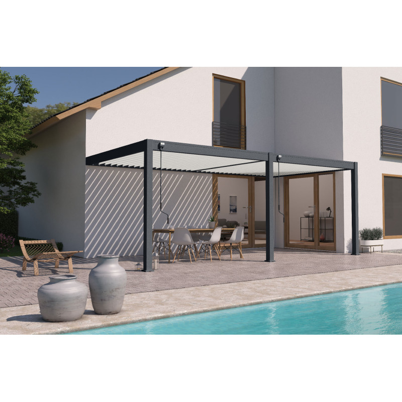 Pergola bioclimatique motorisée Adossée – PAROS 6x3